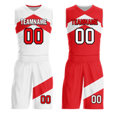 Custom White Red Classic Style Reversible Basketball Uniform Personalized COOLMAX BBJR-D017026